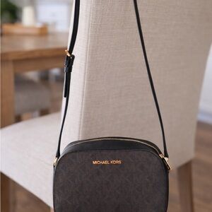 Michael Kors Dark Brown Crossbody with Gold Details